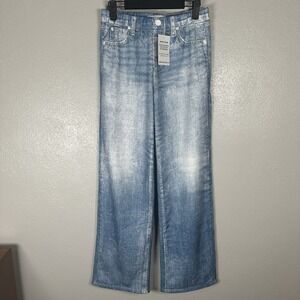 NEW Mila Rosabella Denim Printed Sweatpants Jeans Womens Small Light Medium Wash